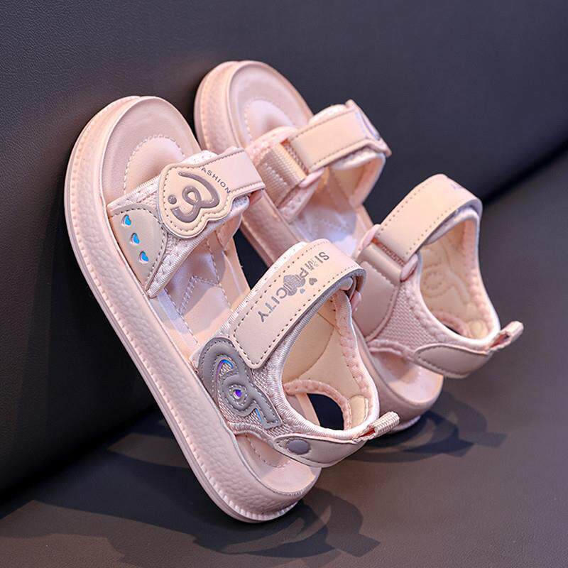 Girls' sandals - summer  new collection: stylish soft-soled beach sandals for kids, velcro closure, princess-style slides for toddlers