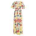 Aliexpress source:  new plus size summer cross-border african women's chiffon printed v-neck floral dress