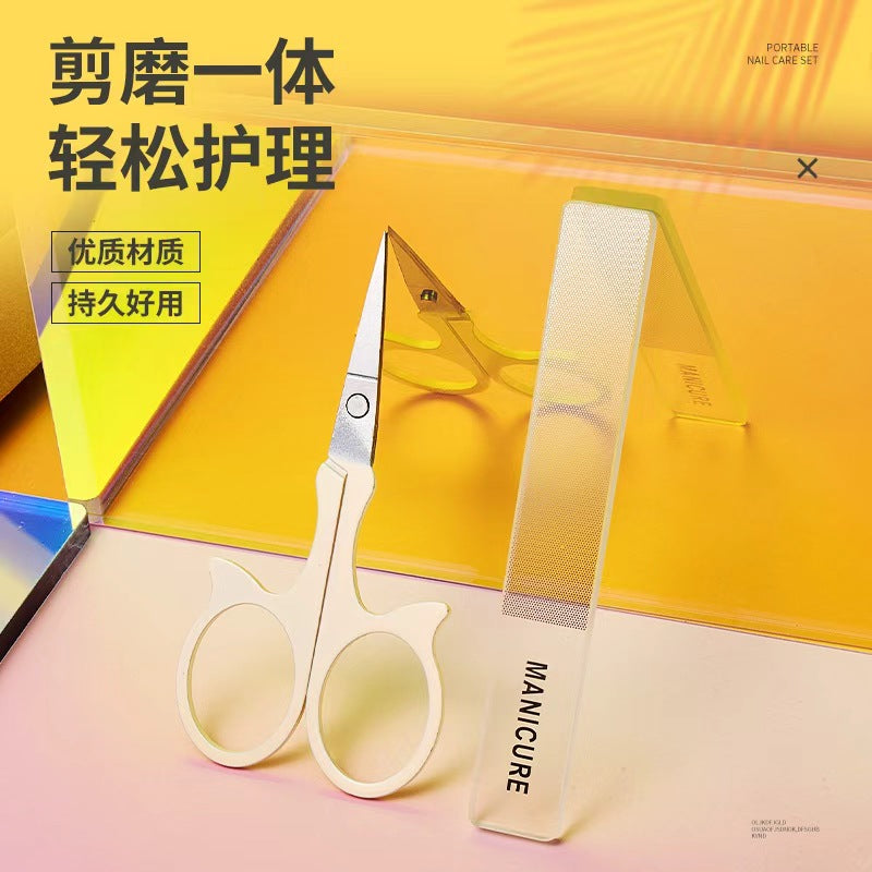 Stainless steel manicure & pedicure tool set - 9 piece kit: includes nail clippers, eyebrow scissors, earwax removal tool, and nail file - wholesale