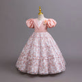 New wholesale children's dress, puff sleeve chiffon floral princess dress, girls' birthday dress, kids dress