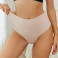 e-commerce wholesale seamless underwear women's high waist plaid seamless breathable tummy control pants moisture-absorbing sports ice silk underwear