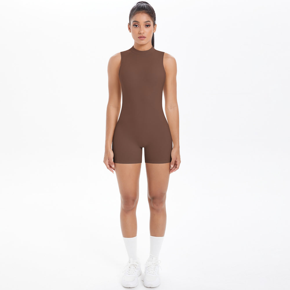 European and american new sleeveless barely-there open-back yoga bodysuit, tight-fitting activewear jumpsuit for outdoor running and fitness