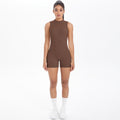 European and american new sleeveless barely-there open-back yoga bodysuit, tight-fitting activewear jumpsuit for outdoor running and fitness