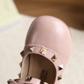 Vancahao girl's rivet fashion small leather shoes  spring & fall new arrivalk-stylekids bright leather princess shoes performance shoes