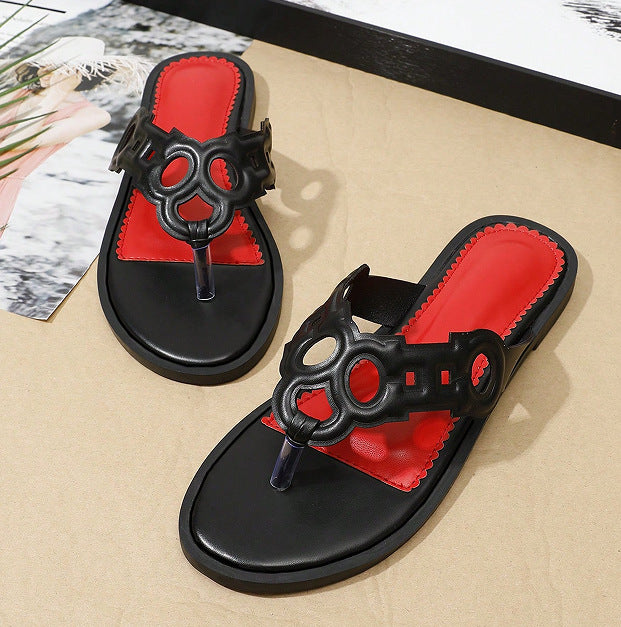 2025ch new women's low heel flat sandals & slippers - round toe, voltage laser design - cross-border e-commerce