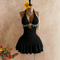 European and american cross-border   new backless sexy bodycon mini beach vacation women's dress