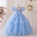 Ready-to-ship girls' evening gown long tulle dress flower girl wedding dress birthday party piano recital sweet elegant princess dress