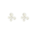 Sterling silver needle stylishniche styleclassy white enamel flower earrings iris flower blooming popularelegantclassy earrings
