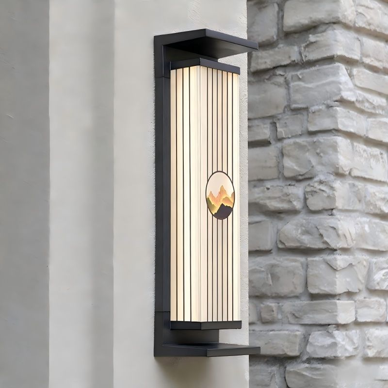 Outdoor solar wall lights for villa entryways, pillar lights, solar powered lighting, gatehouse lights, new chinese style wall sconces, courtyard lights