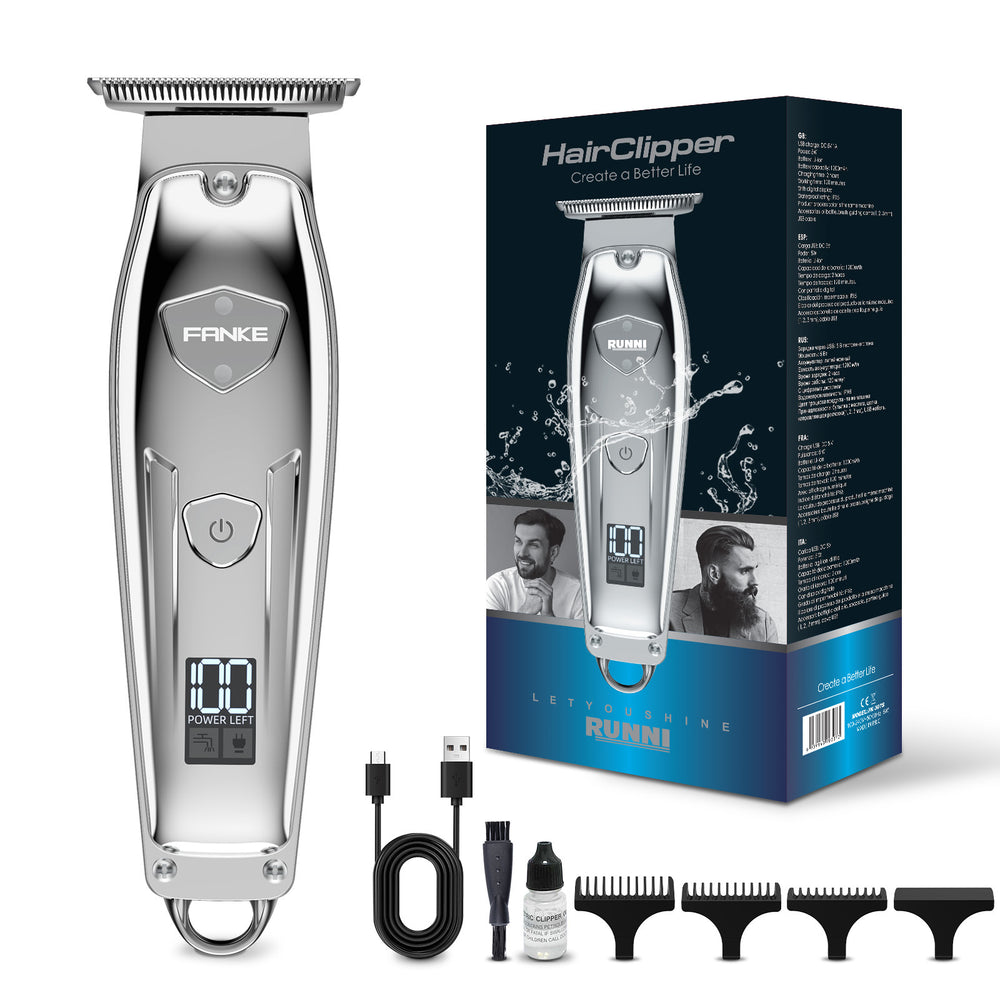 Electric hairdressing machine, oil head carving, electric clipper, bald hairdressing scissors, charging alloy shell, cross-border wholesale