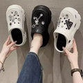 Thick sole crocs women's summer popular trendy 2024 outdoor wear soft bottom beach baotou sandals half slippers women's style