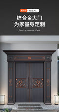 Villa entrance double door, security door, entry door, cast aluminum door, anti-theft door, grade a home zinc alloy door
