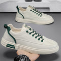 Men's slip-on winter aviator casual shoes, men's athletic flat shoes, non-slip waterproof white leather shoes for spring
