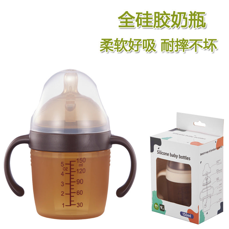 Breast milk solid nano silver weaning artifact baby anti-flatulence full silicone bottle 150ml