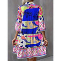 Shipped: new  european and american style independent website cross-border fashion - pleated sleeve, printed bell sleeve, ruffle hem