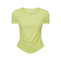Spr ribbed trim fashion v-neck activewear short sleeve women's fitness running slim fit yoga top ds386