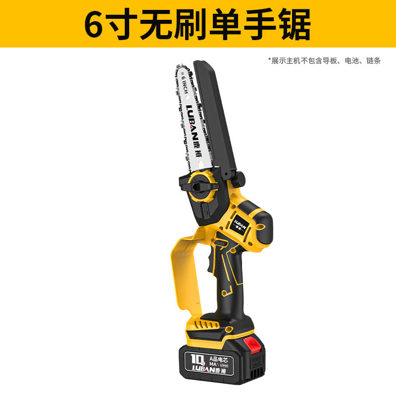 Cross-border 6-inch 8-inch lithium battery chain saw, rechargeable chainsaw, portable household small logging single hand saw, tree cutting and pruning saw