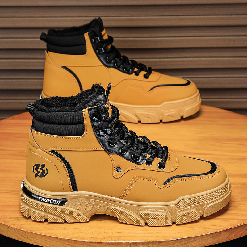 Men's snow boots: winter trendy martin boots, fleece-lined, extra thick, warm, fashionable, retro, anti-slip, wear-resistant, work boots for men