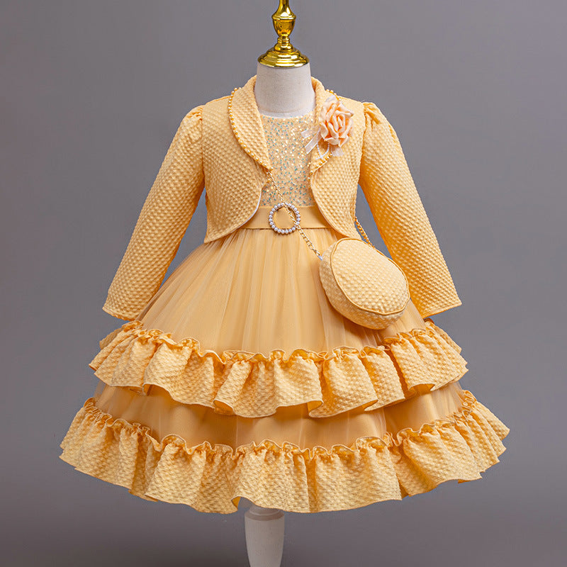 New arrival skirt kids dress tutu sequin princess dress girl six one performance dress kids dress