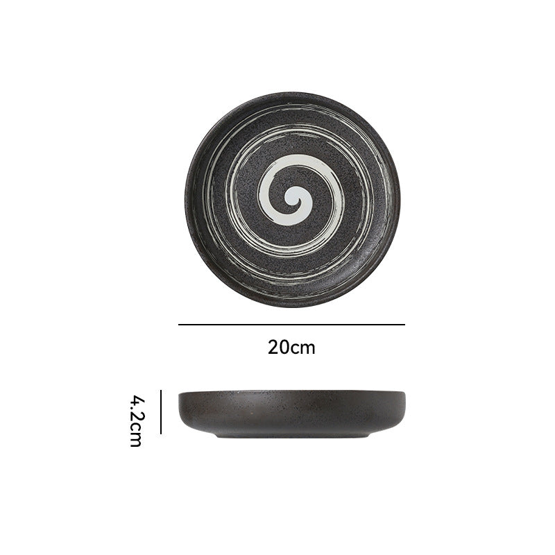 Japanese retro creative restaurant hotel rimmed ceramic western dinner plate deep plate steak plate classic stylish serving plate