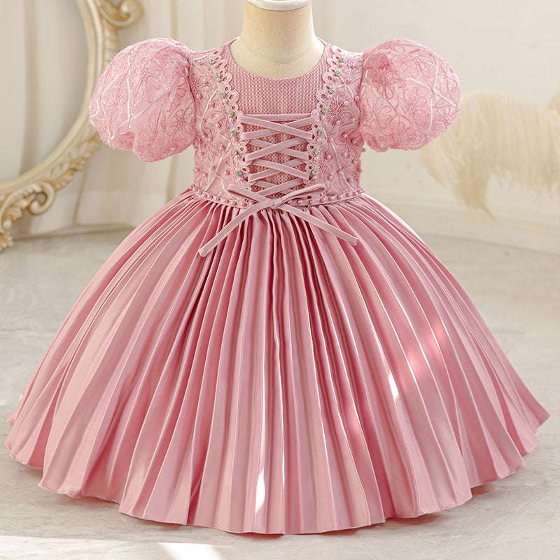 New arrival: puff sleeve lace princess dress for girls - perfect for birthday parties and special occasions!