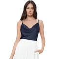 Suit with artificial silk satin suspenders women's stacked collar outwear sexy bottom swing collar short tops