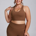 European and american plus size sports bra for women, high impact shockproof brushed fabric racerback yoga tank top, high elasticity breathable fitness bra