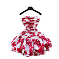 French holiday style one shoulder tube top puffy skirt women's clothing niche style pleated elastic off-shoulder hem ruffles skirt
