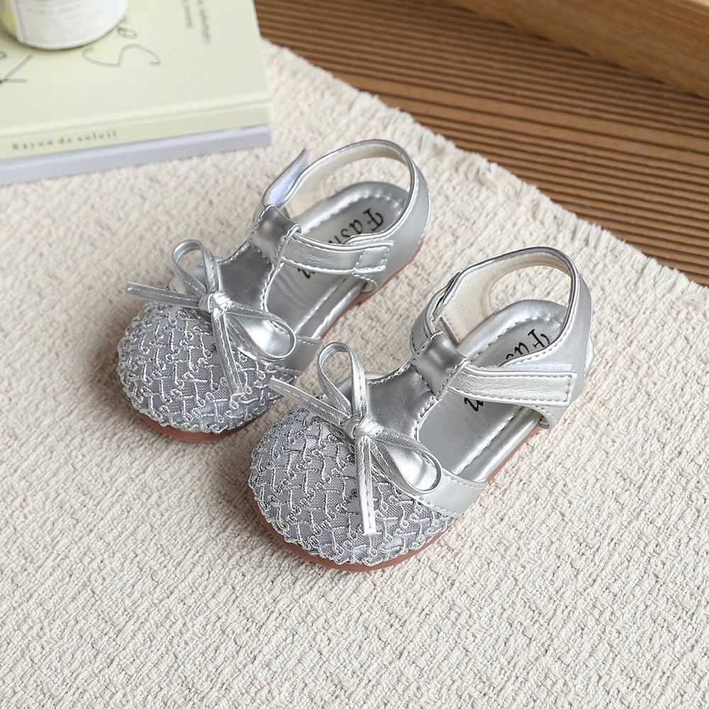Girls' sandals: new summer collection - woven, hollow-out design, soft sole, first walker shoes, stylish korean princess sandals