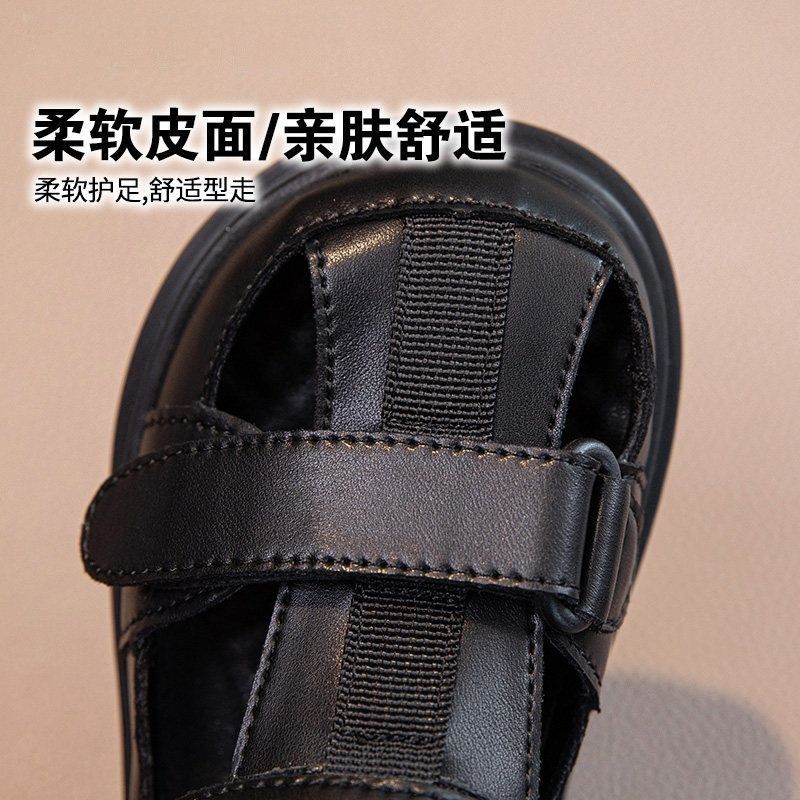 Boys' sandals spring/autumn single shoes  new children's leather shoes baby girls' closed-toe soft sole non-slip athletic beach shoes