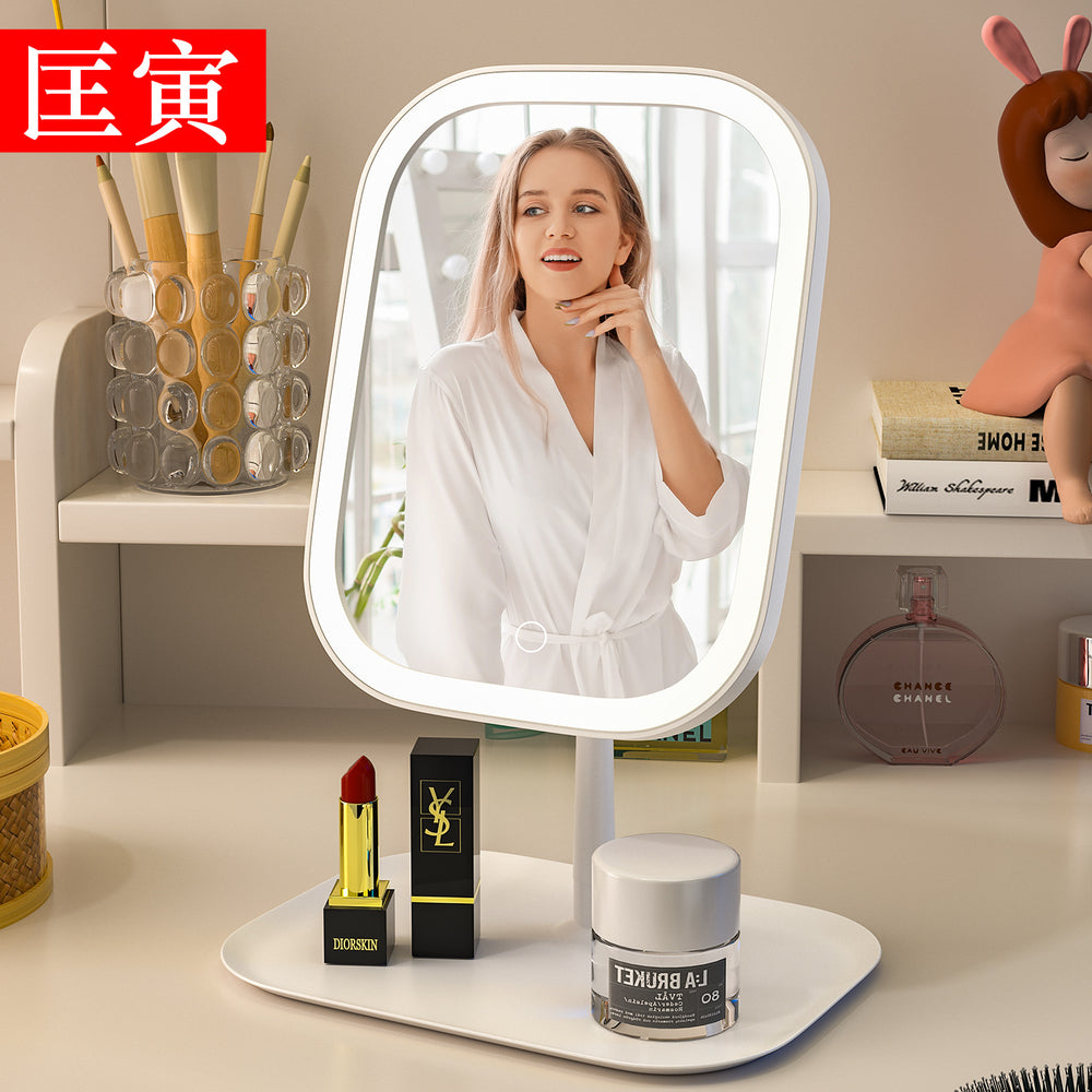 Led makeup mirror - portable desktop vanity mirror with light for students, dorms, and travel - compact and portable