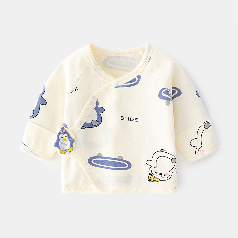 Babibele newborn baby clothes boneless fall and wintervelcro half back pajamas full month monk clothes baby tops