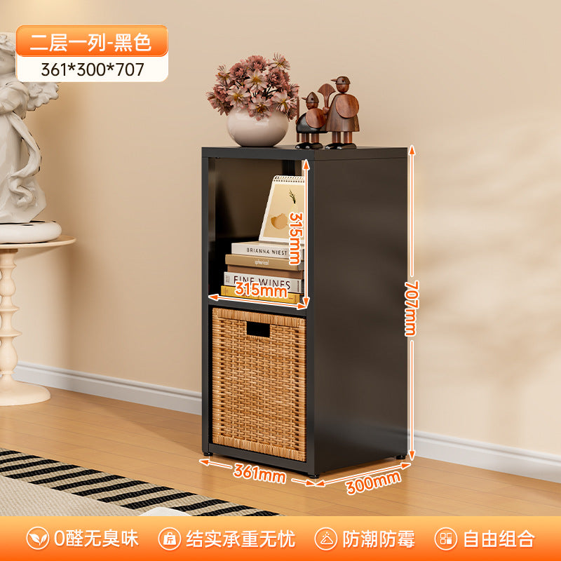 Modular grid storage cabinet - freestanding or wall-mounted, steel bookcase for home, kids' picture books, minimalist storage