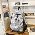 Trendy high-street water-resistant lightweight backpack - 26l large capacity student schoolbag, durable with free headphone pouch
