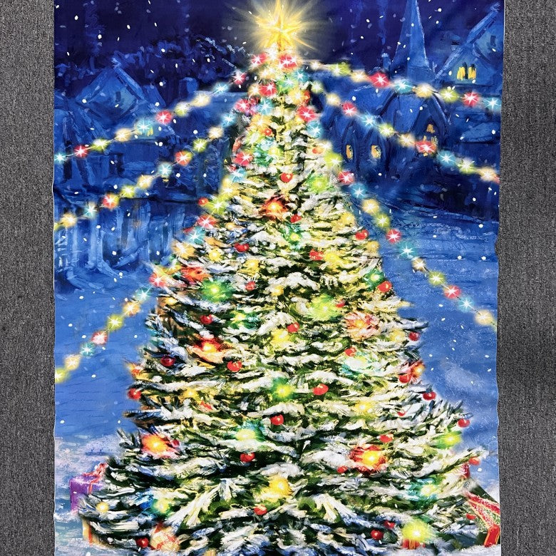 Cross-border Christmas decoration background canvas painting lights, holiday decoration dormitory led lighting, room layout, hanging paintings customization
