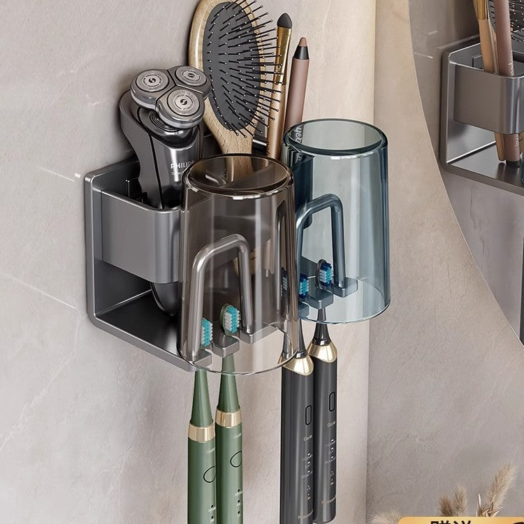 Electric tooth cup toothpaste toothbrush shelf storage rack for homesuit punch-free bathroom bathroom mouthwash cup wall hanging