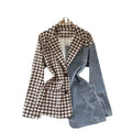 Luxury european and american style blazer for women - irregular patchwork denim design, statement piece, powerful and chic top, trendy