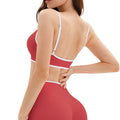 nude sports intimates double shoulder straps contrast color yoga bra running fitness plaid sports bra women 9528