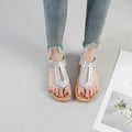 2025 summer new arrivals: european and american style women's sandals - elastic band, hotfix rhinestones, soft, breathable, lightweight, comfortable, plus size, flat