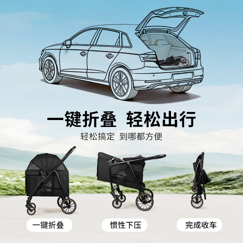 2026 new arrival: factory direct wholesale of medium to large lightweight pet strollers - outdoor foldable cat carriers and dog pushchairs