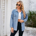 European and american cross-border e-commerce women's spring  new arrival:  independent site washed loose denim shirt top