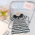 Baby girl dress  summer new arrival loose princess style thin fashion striped korean cartoon polo dress