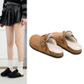 Maomao birkenstock shoes women's 2025 new arrivalfall and winter slip-on fleece-linedheattech birkenstock shoes lazy toe half mop cotton shoes