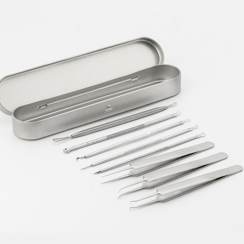 Oem in stock stainless steel acne clip suit acne needle cell clip squeeze blackhead remove acne acne tweezers tool