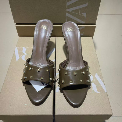 2024 summer new fashion sandals & slippers - buckled strap, single strap, women's outdoor wear, stiletto heel, square toe high heels