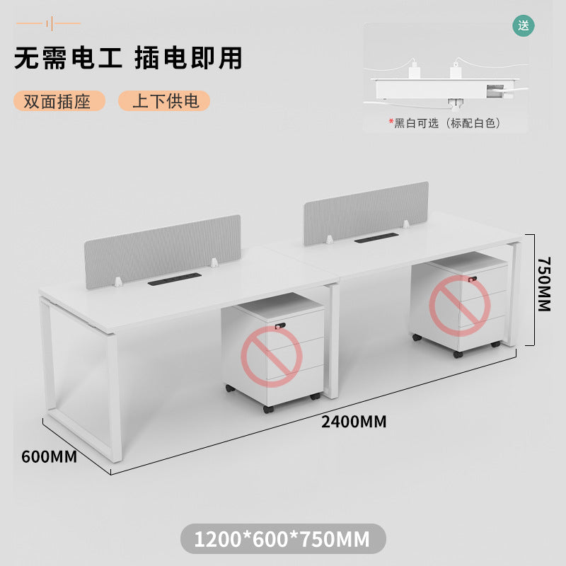 Office desk and chair set - modern minimalist design for 4-seat workstations, partitioned cubicles, and 2/4/6 person office furniture