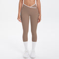 Naked-feel, figure-hugging, high-waisted yoga pants with a contrasting color block design. perfect for outdoor leisure, running, and quick-drying fitness workouts