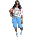 European and american style women's jeans -  cross-border fashion - new summer washed denim frayed hem 3d cargo pocket jeans