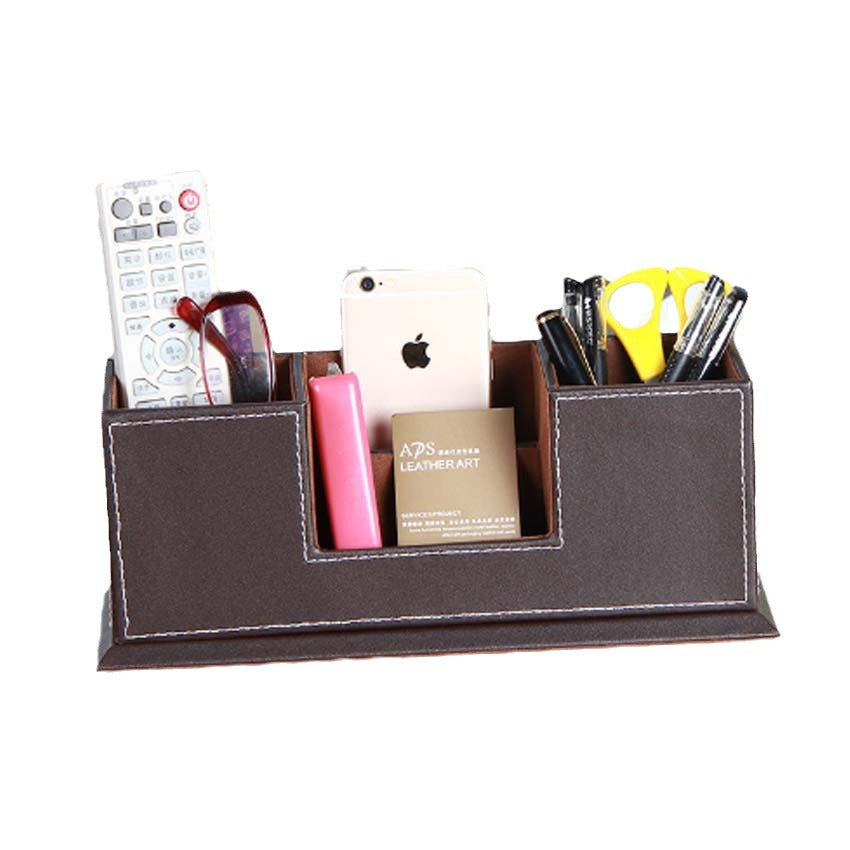 Desktop multifunctional leather pen holder business office with business card pen holder stationery, black needle storage box manufacturer