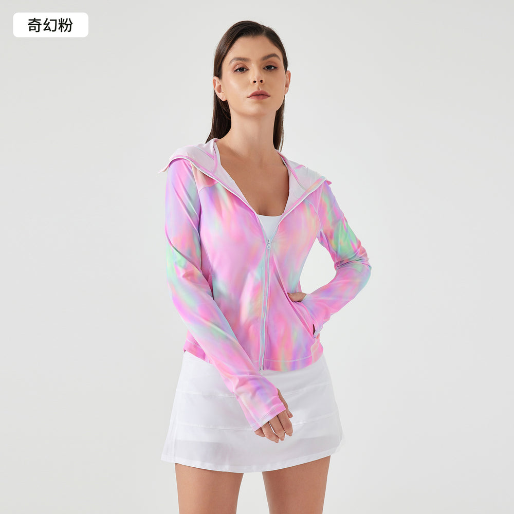 Premium new hooded sun protection jacket for women - two-way zipper, breathable, outdoor uv protection skin jacket d25019